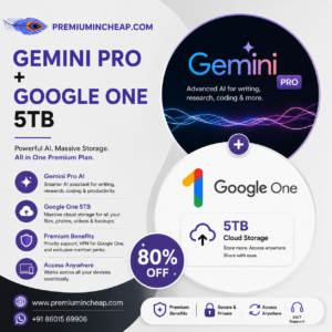 Gemini Pro Google One 5TB cheapest price discount India PremiumInCheap