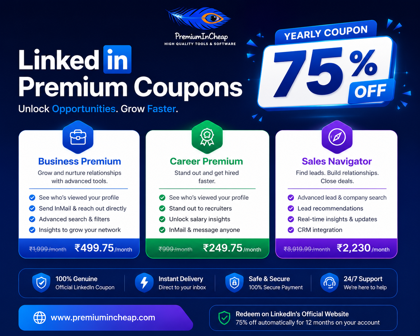 linkedin premium 75% off on any plan