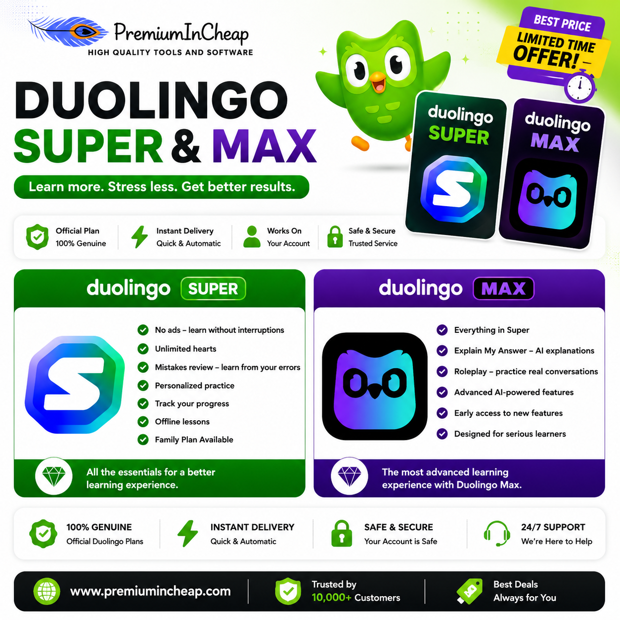 duolingo super and max in cheap
